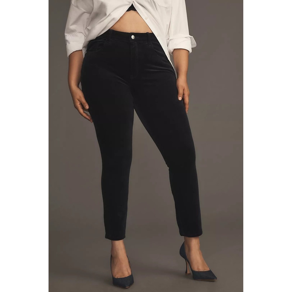 Pilcro Anthropologie Black Corduroy Skinny Pants High Rise Size 31